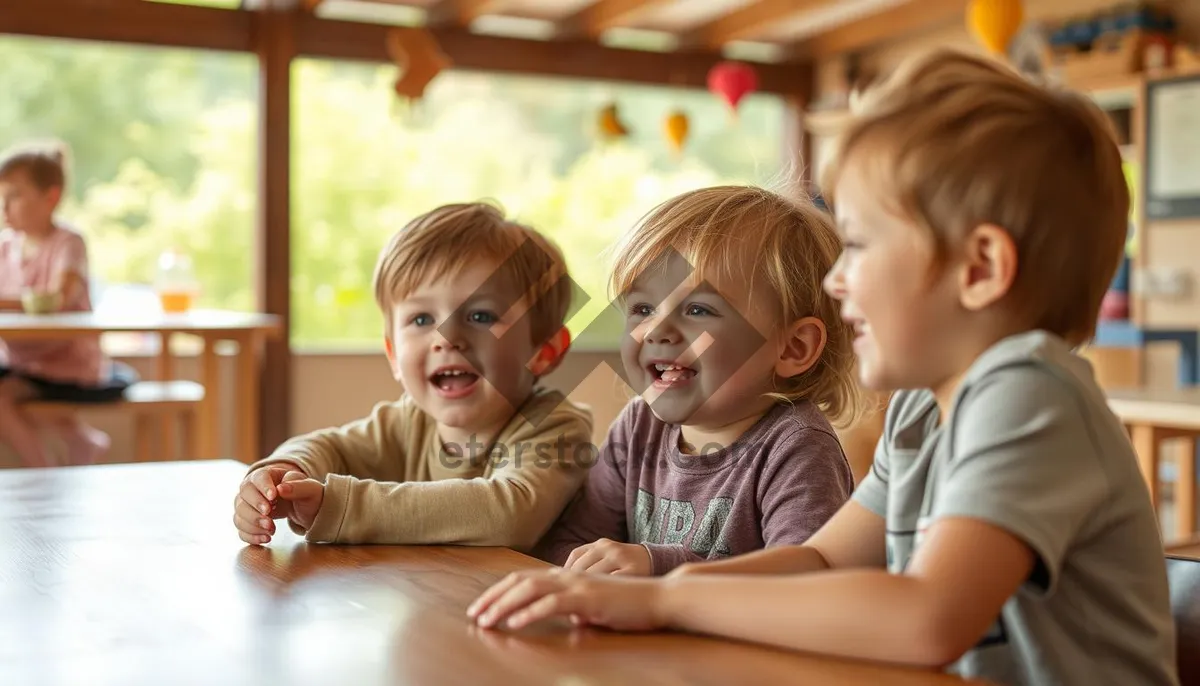 Picture of Happy family with cute kids smiling together at home.