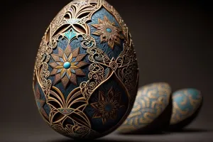 Egg-themed ceramic bangle decoration for ornamental display.