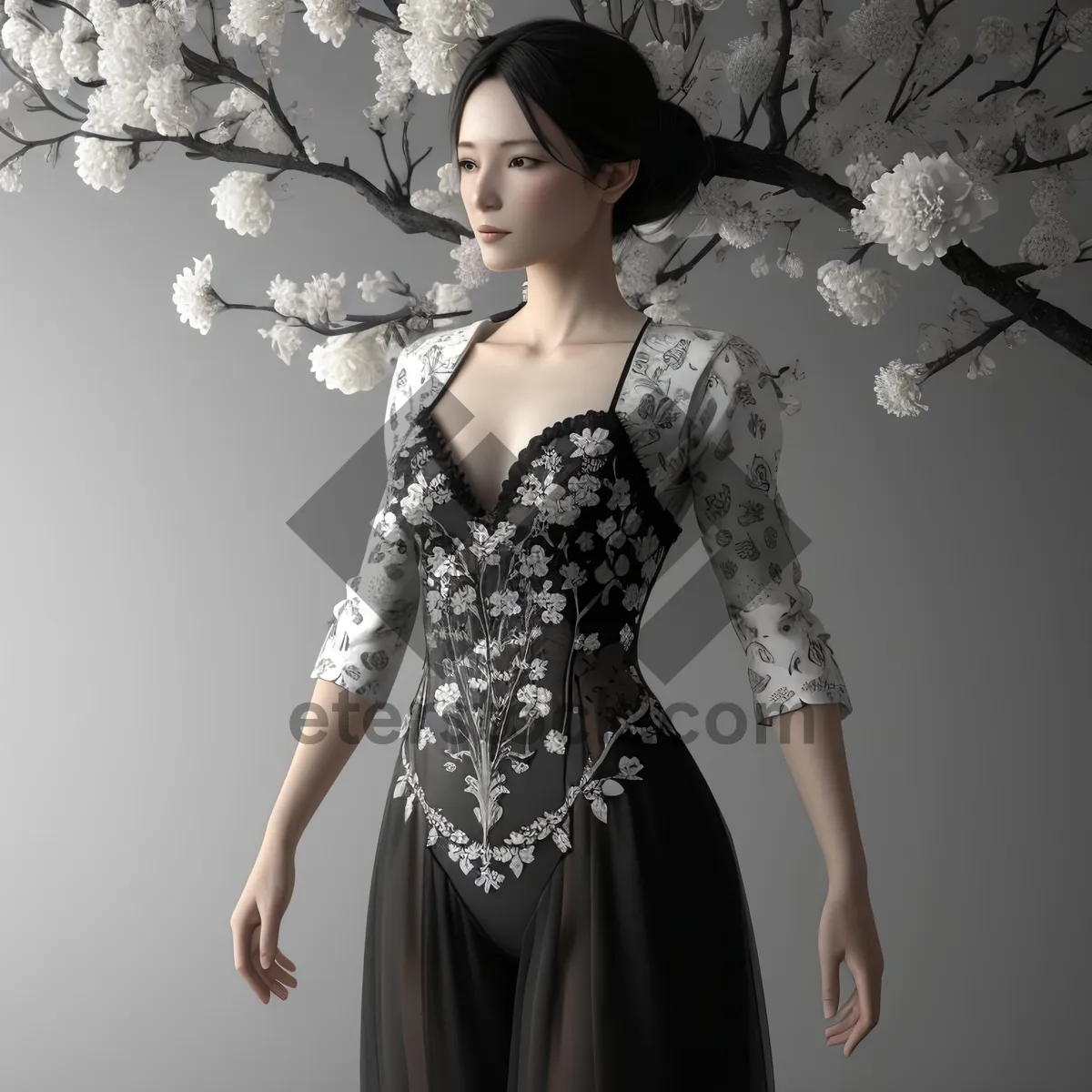 Picture of Fashion Model Posing in Elegant Dinner Dress