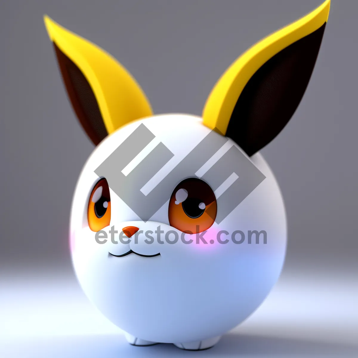 Picture of Cute 3D Cartoon Bunny with Eyebrow