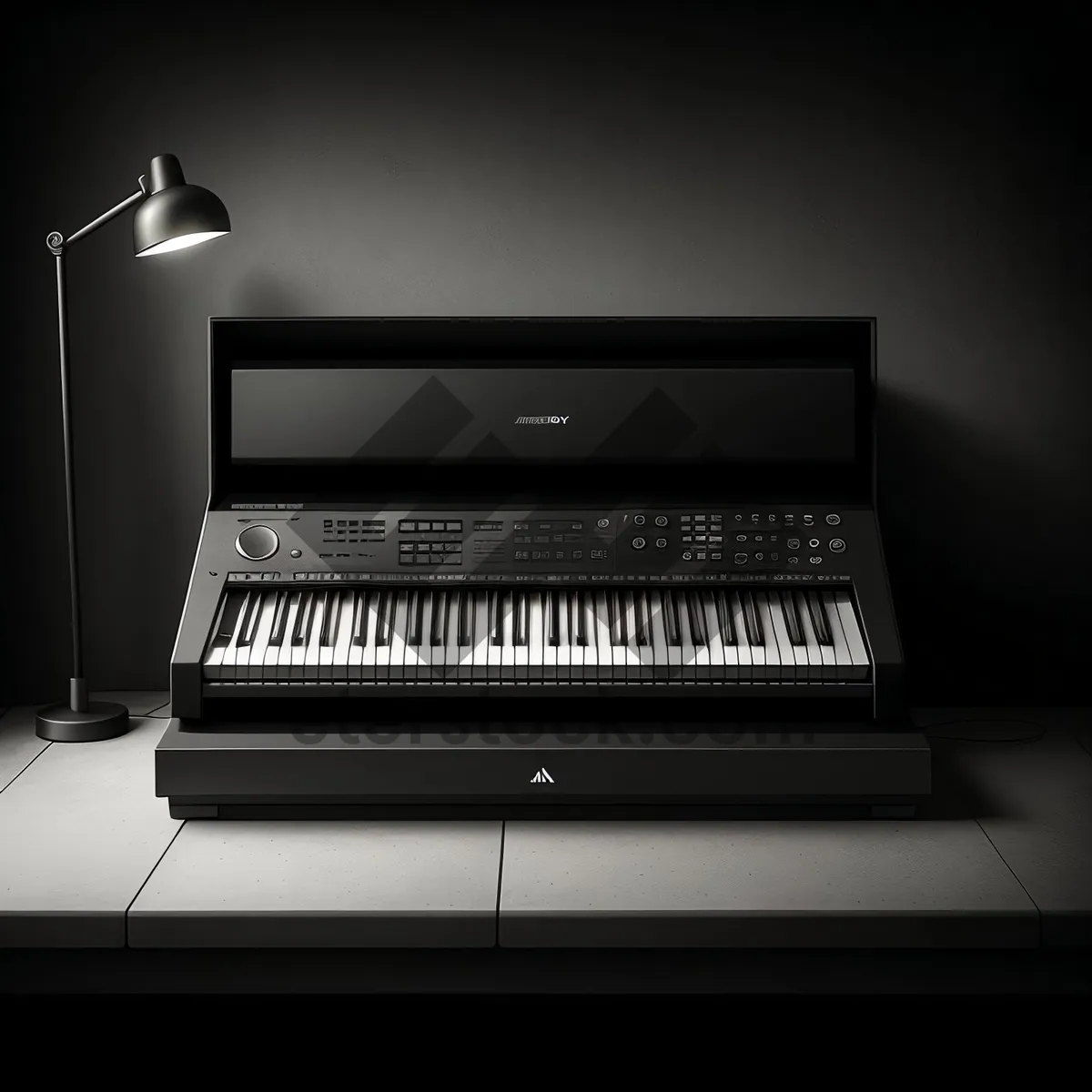 Picture of Black Upright Piano Keyboard on Laptop - Musical Office Essential