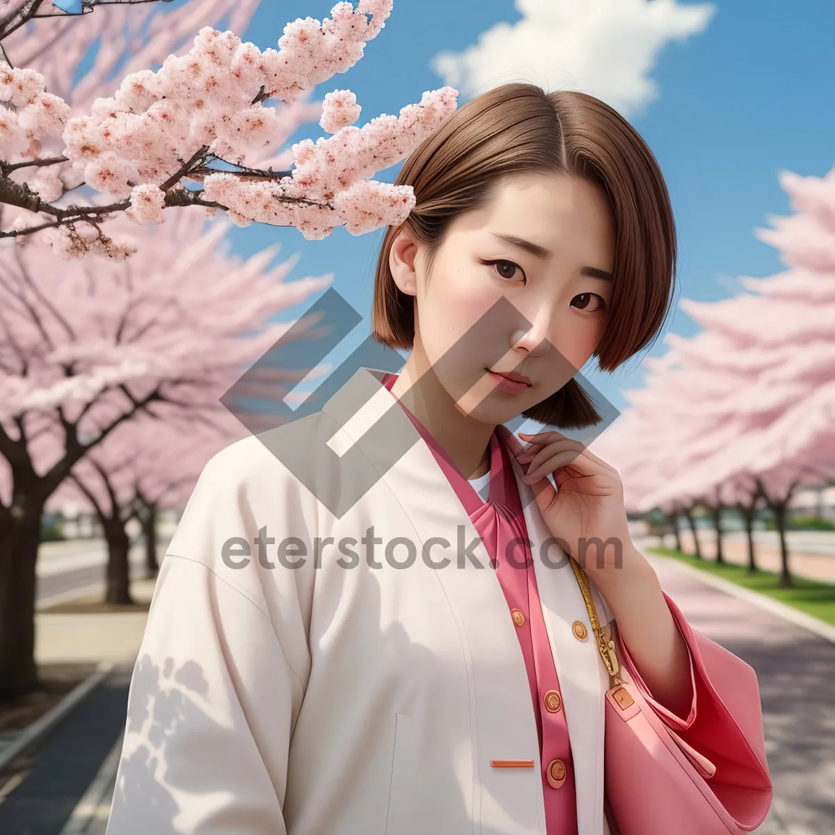 Picture of Smiling Medical Professional in Kimono with Stethoscope