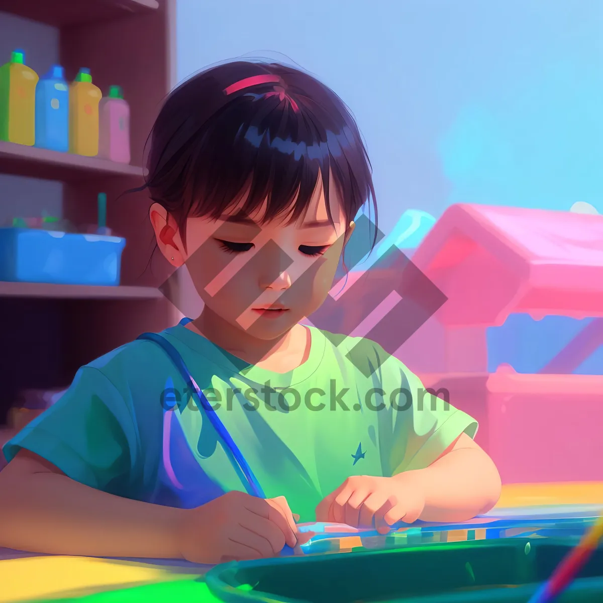 Picture of Happy student learning on laptop in classroom