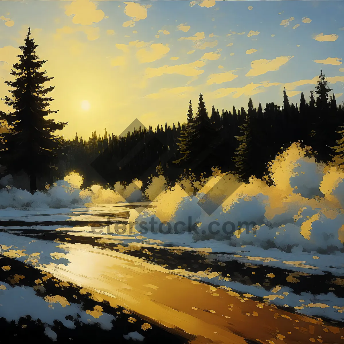 Picture of Winter Wonderland Mountain Landscape Covered in Snow
