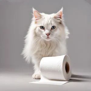 Fluffy gray kitten with adorable whiskers sitting on paper