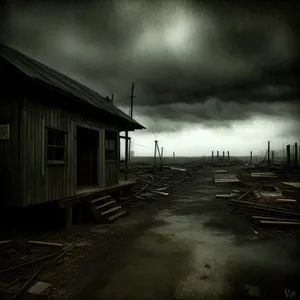 Wooden Boathouse by the Sky