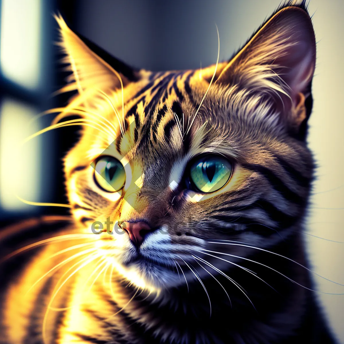 Picture of Curious Striped Kitty with Adorable Whiskers