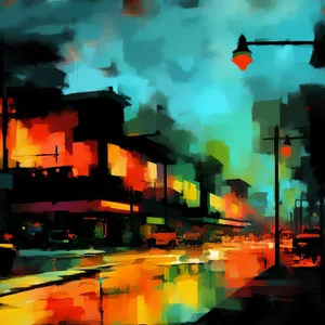 Urban Night Lights in Barroom City