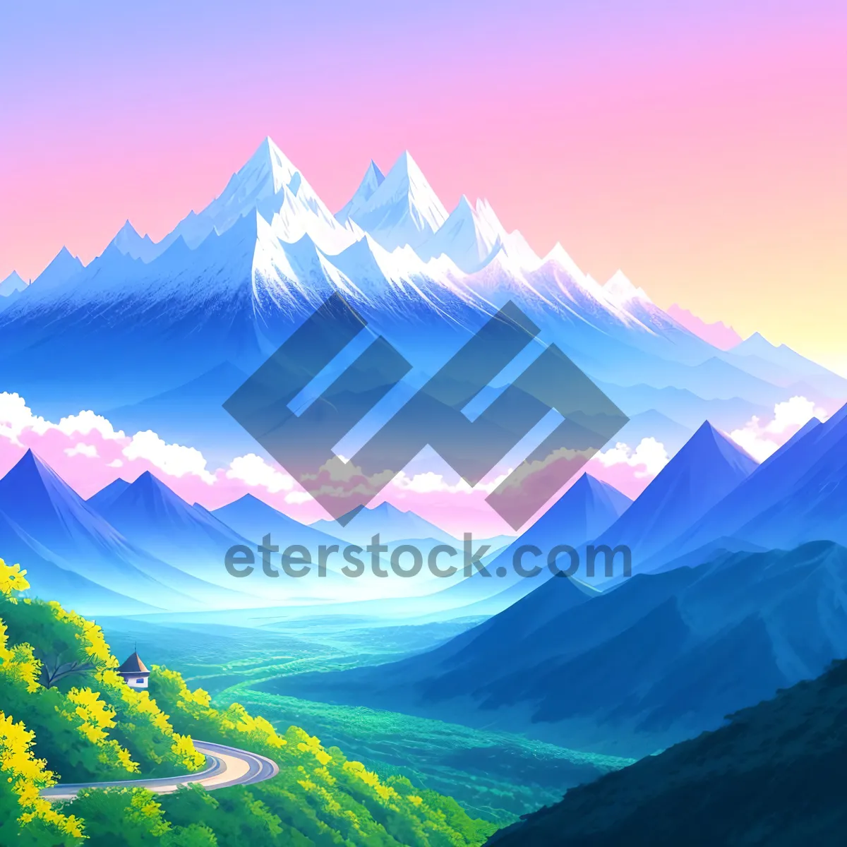 Picture of Highland Mountain Landscape under Clear Summer Sky