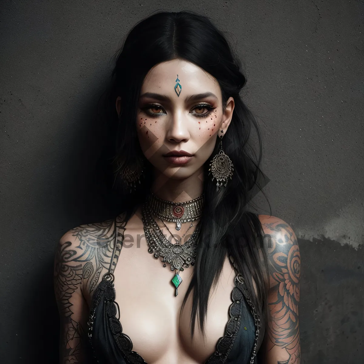 Picture of Beautiful brunette model stunning in fashion portrait shot