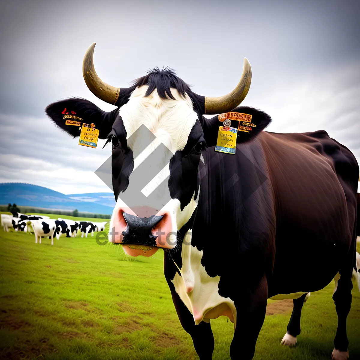 Picture of Rural Livestock Grazing in Green Pastures