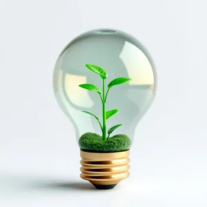 Bright Energy Plant Solution - LED Light Bulb on Plant By Glass Jar