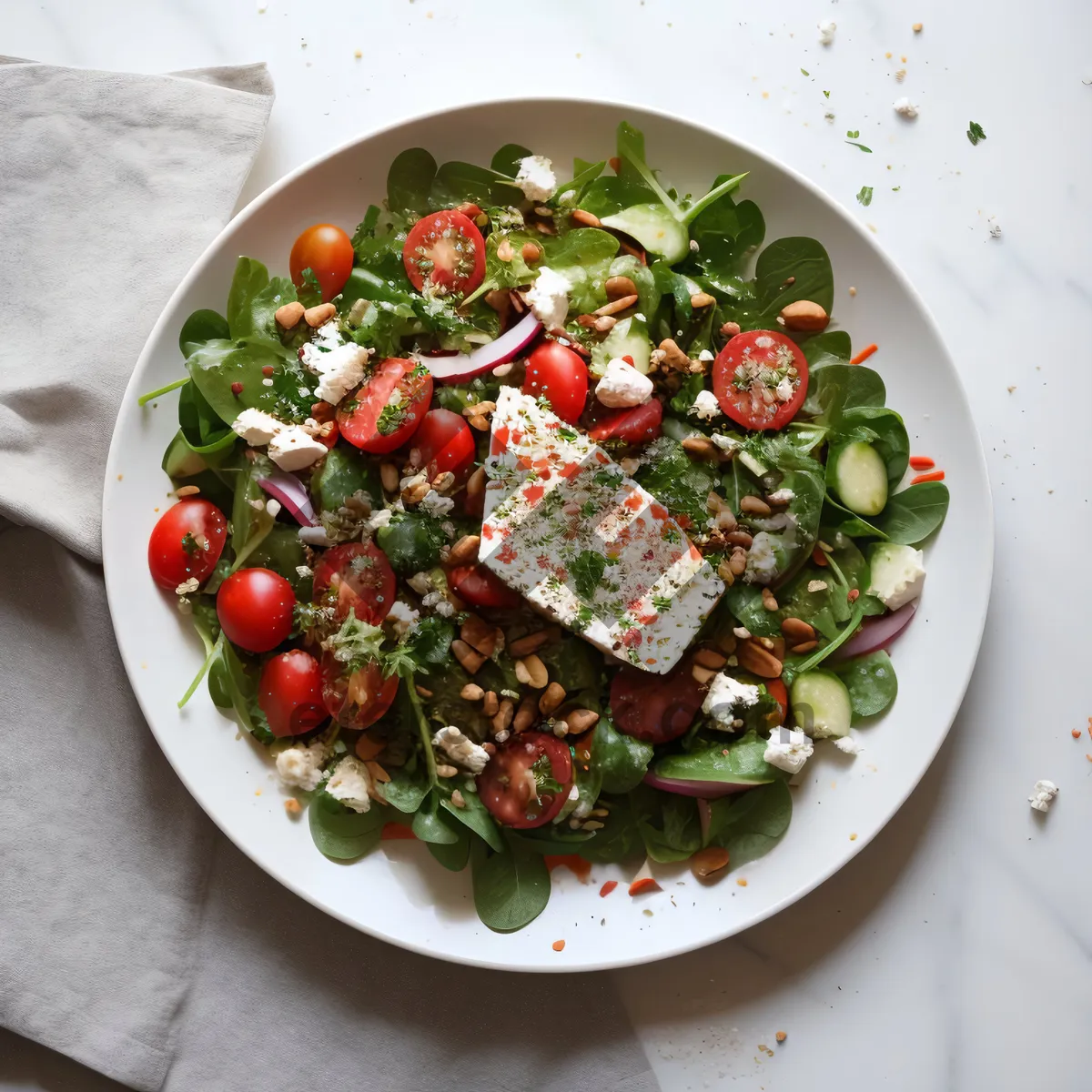 Picture of Fresh Gourmet Veggie Salad with Tomato and Pepper
