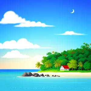 Summer Horizon: Serene Seascape Under Golden Sun