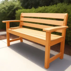 Wooden Park Bench - Brown Seat and Table
