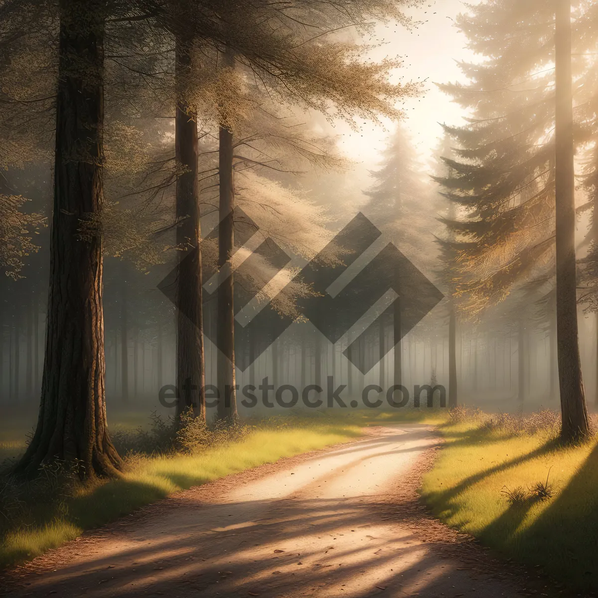 Picture of Misty Autumn Path through Enchanting Forest