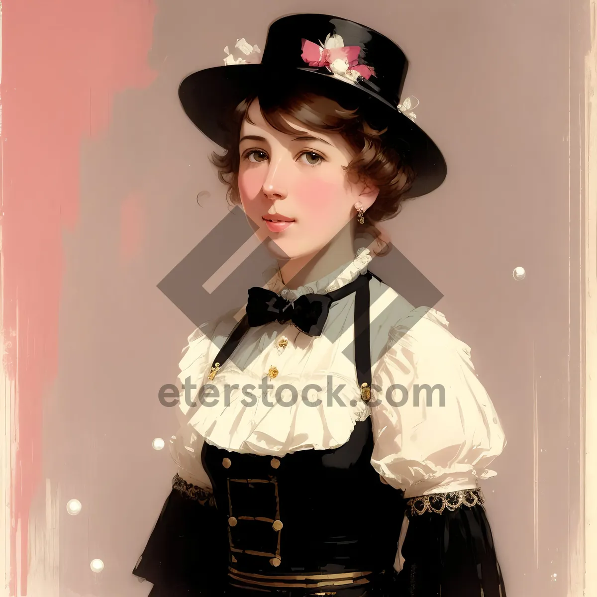Picture of Stylish brunette waitress posing in chic attire.