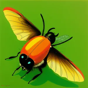 Colorful Summer Ladybug on Fresh Green Leaf
