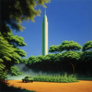 Skyline Obelisk: Iconic City Landmark with Architectural Fountain