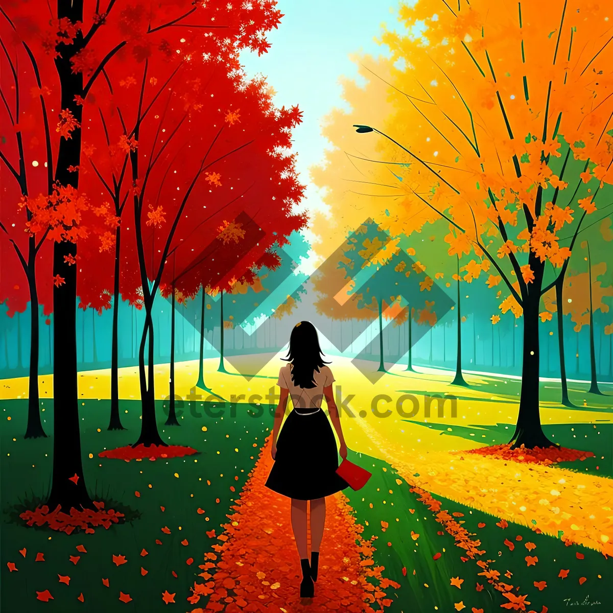 Picture of Vibrant Autumn Landscape in Park