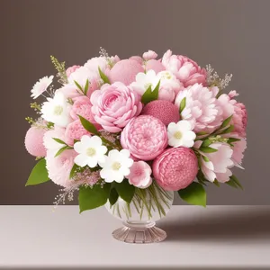 Pink Floral Bouquet with Roses for Spring Wedding