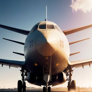 High-Flying Aviation: Jet Engine Propelling Aircraft in the Sky