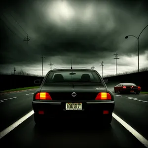 Speedy Car with Airfoil Spoiler on Highway