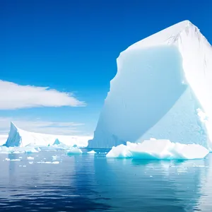 Frozen Arctic Seascape: Majestic Snow-Capped Iceberg in Icy Waters