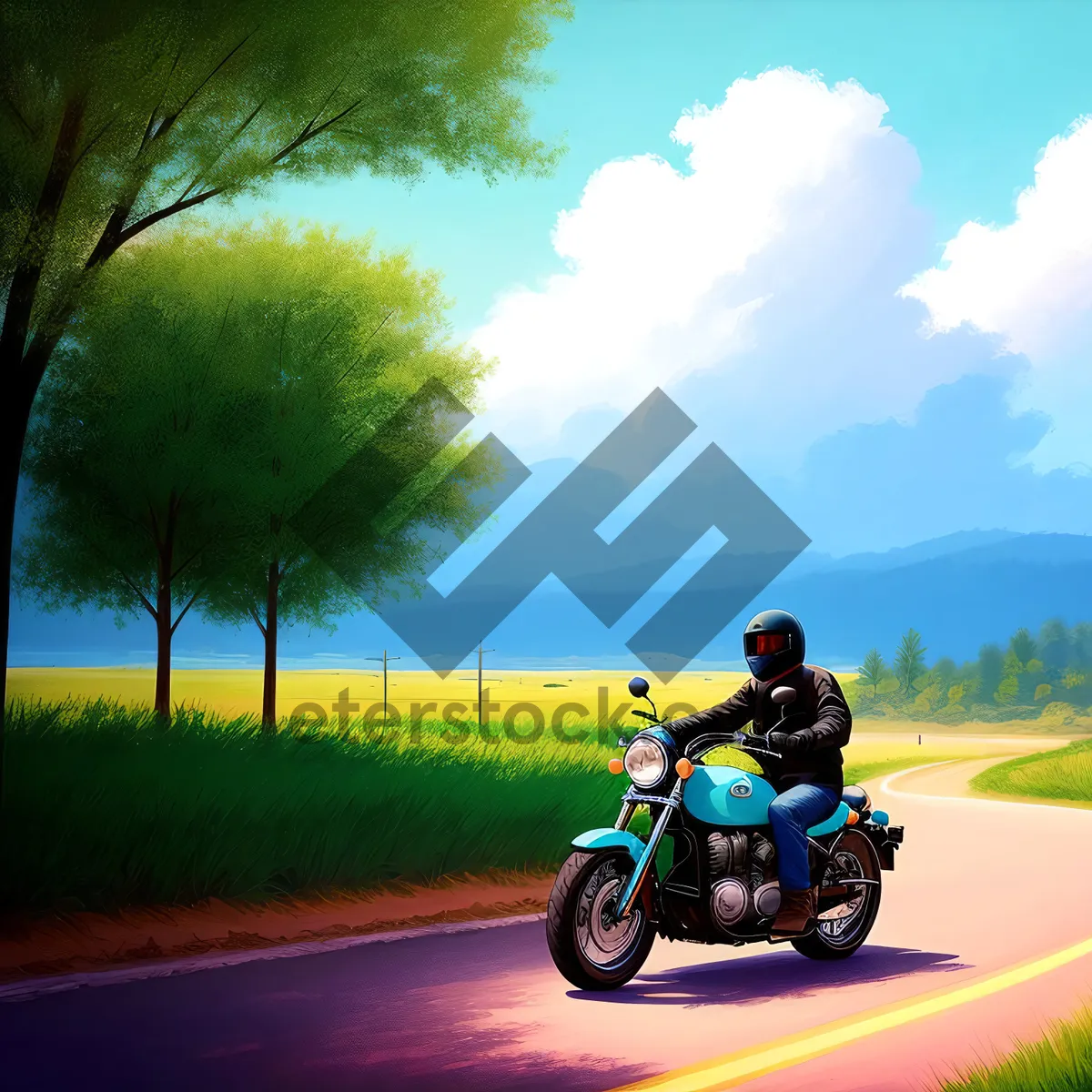 Picture of Man speeding on a stylish moped