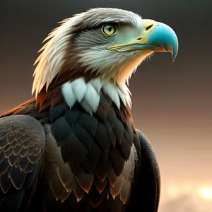 Bald Eagle Close-up Portrait with Piercing Yellow Eyes