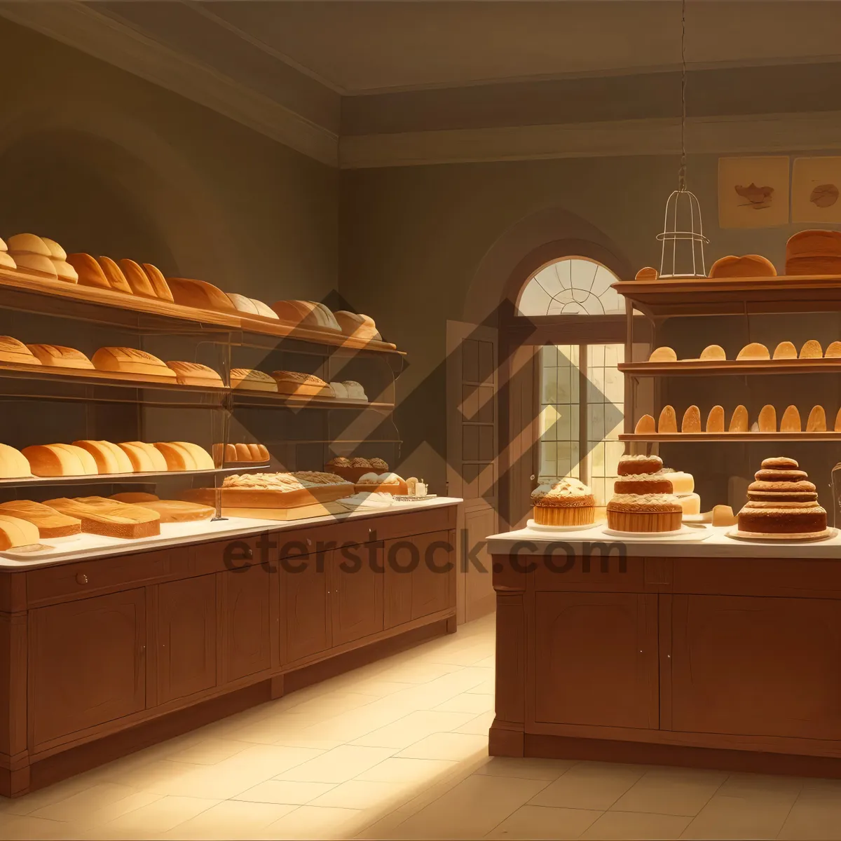 Picture of Modern Bakery Interior with Luxury Wooden Furnishings