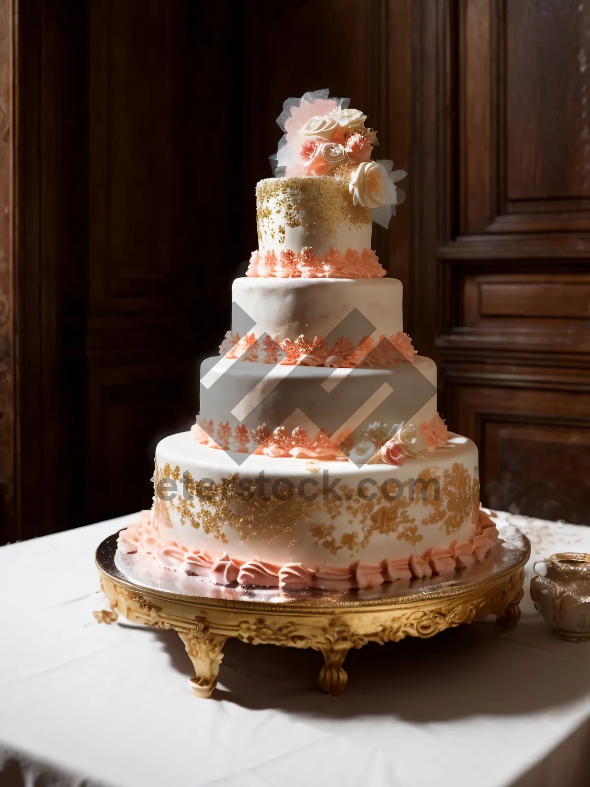 Picture of Wedding Cake with Stunning Fountain Décor