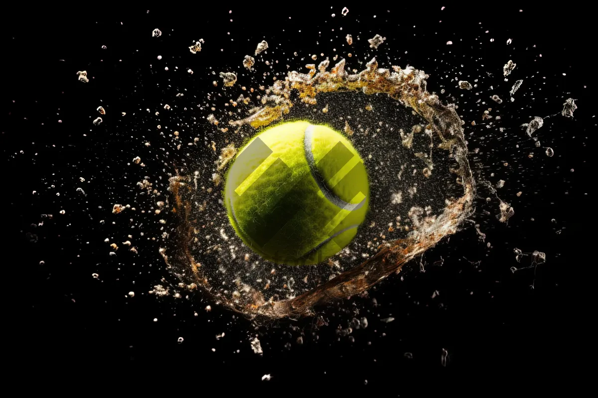 Picture of Yellow Tennis Ball on Court for Match