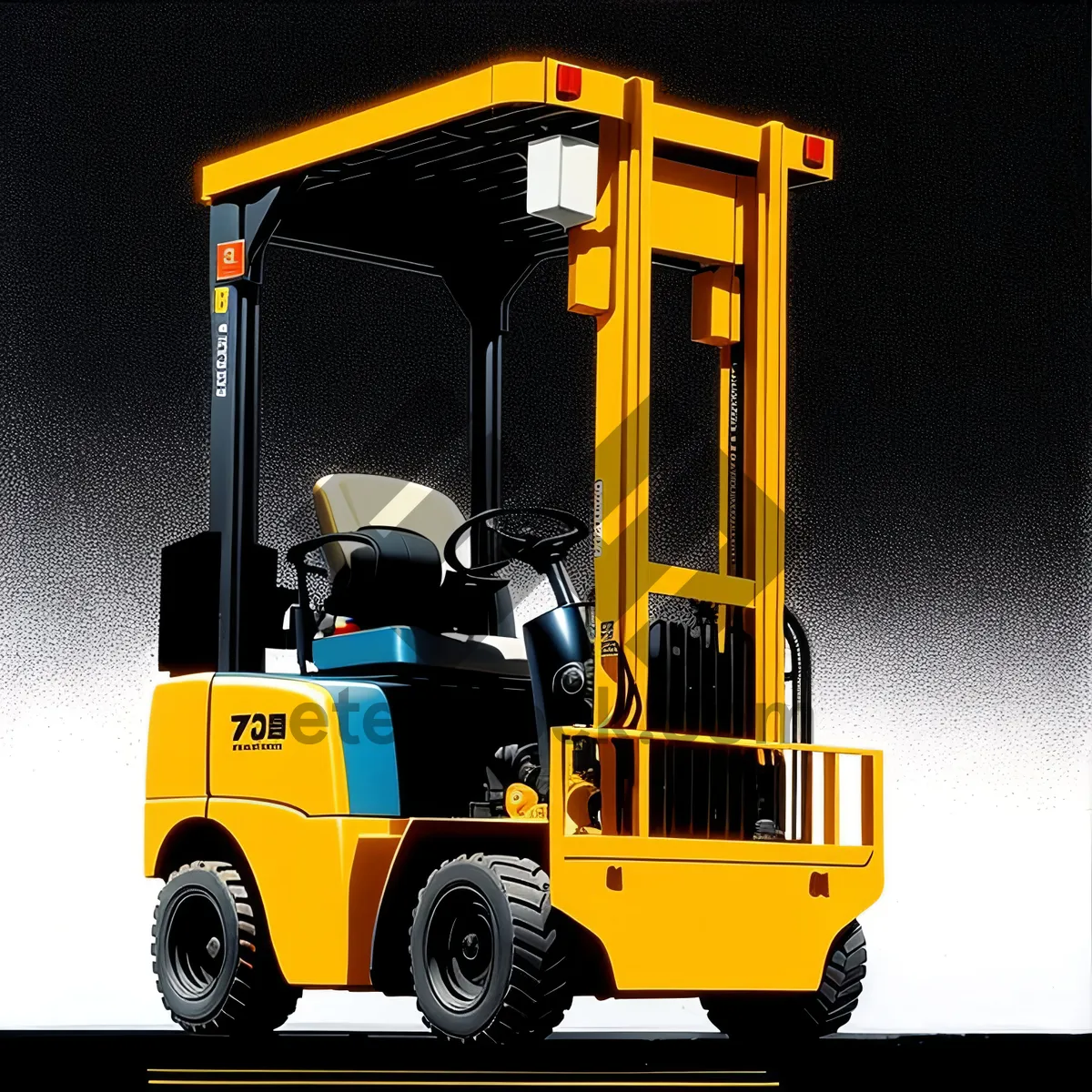 Picture of Yellow Forklift Loading Cargo in Warehouse
