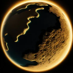Dark space planet with coffee cup light bulb