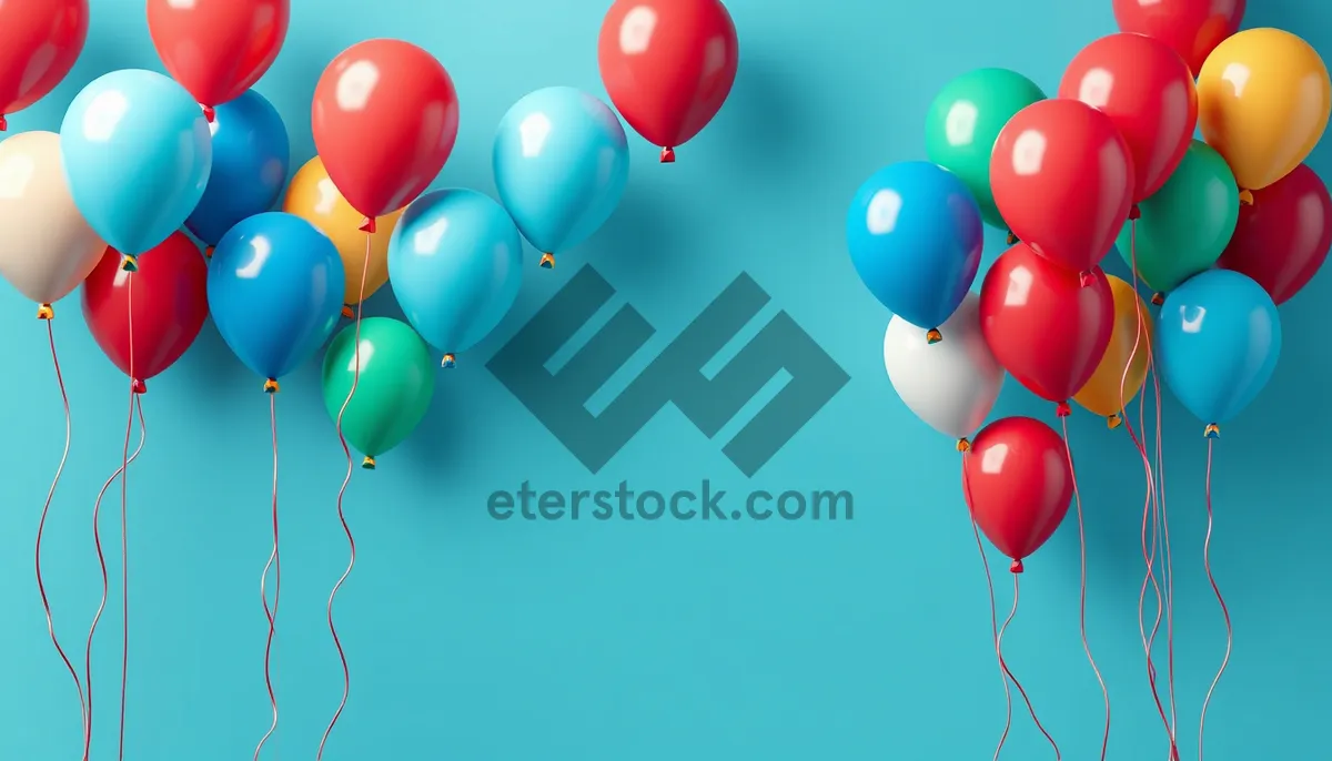 Picture of Colorful balloon decorations for festive birthday party celebration.