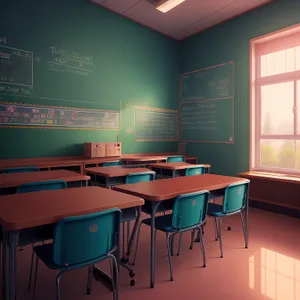 Modern Office Interior Design with Wooden Table and Chair