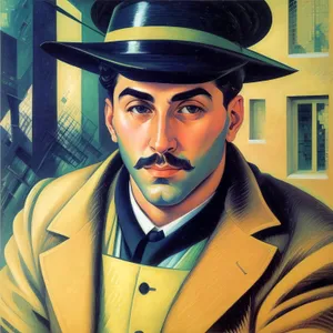 Handsome male comedian performing in black hat