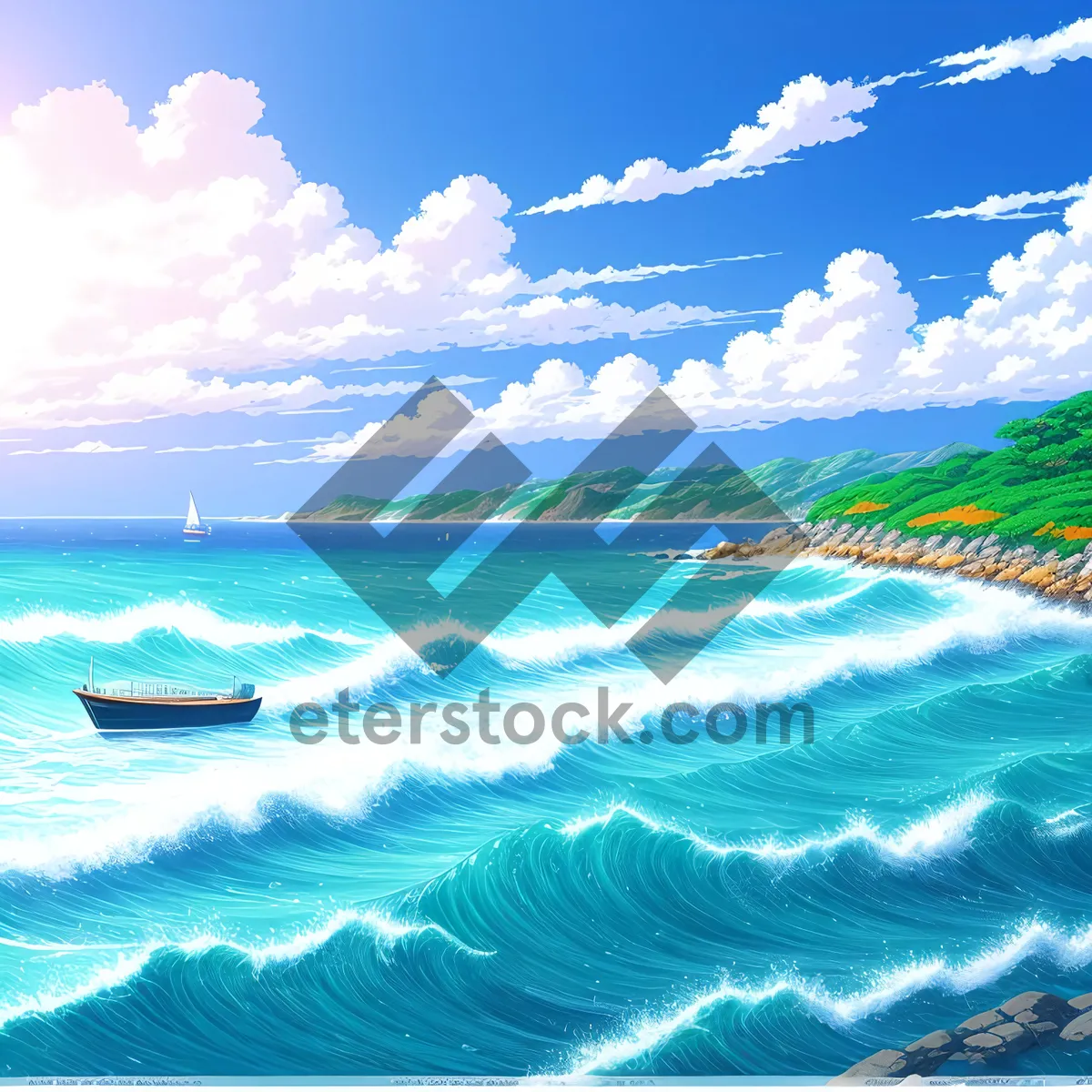 Picture of Idyllic Tropical Beach with Turquoise Waves
