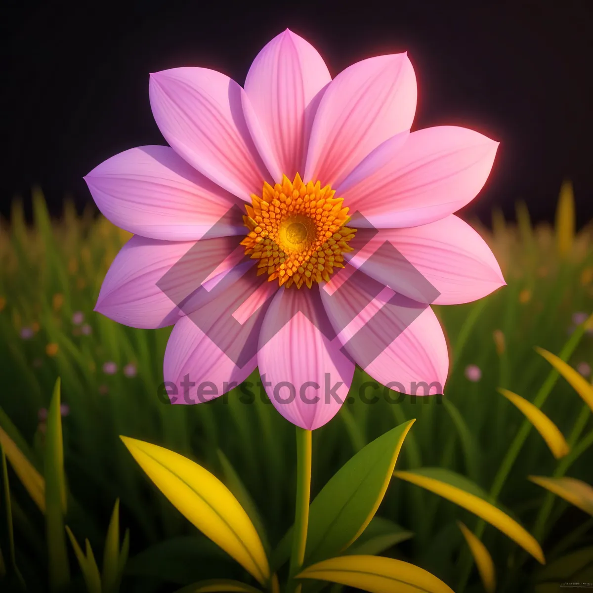 Picture of Blooming Pink Daisy Petals in Garden