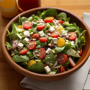 Delicious Fresh Salad with Cherry Tomatoes and Lettuce