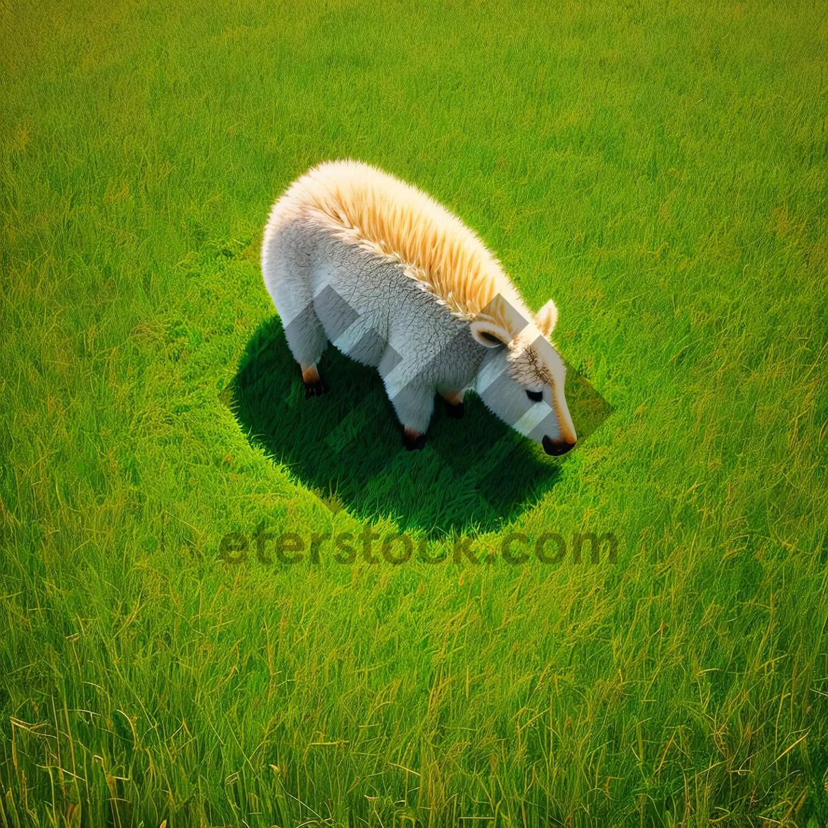 Picture of Adorable Gosling Enjoying Sunny Summer Day on Green Meadow