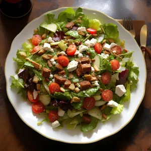 Healthy Grilled Chicken Salad with Vegetables and Beans