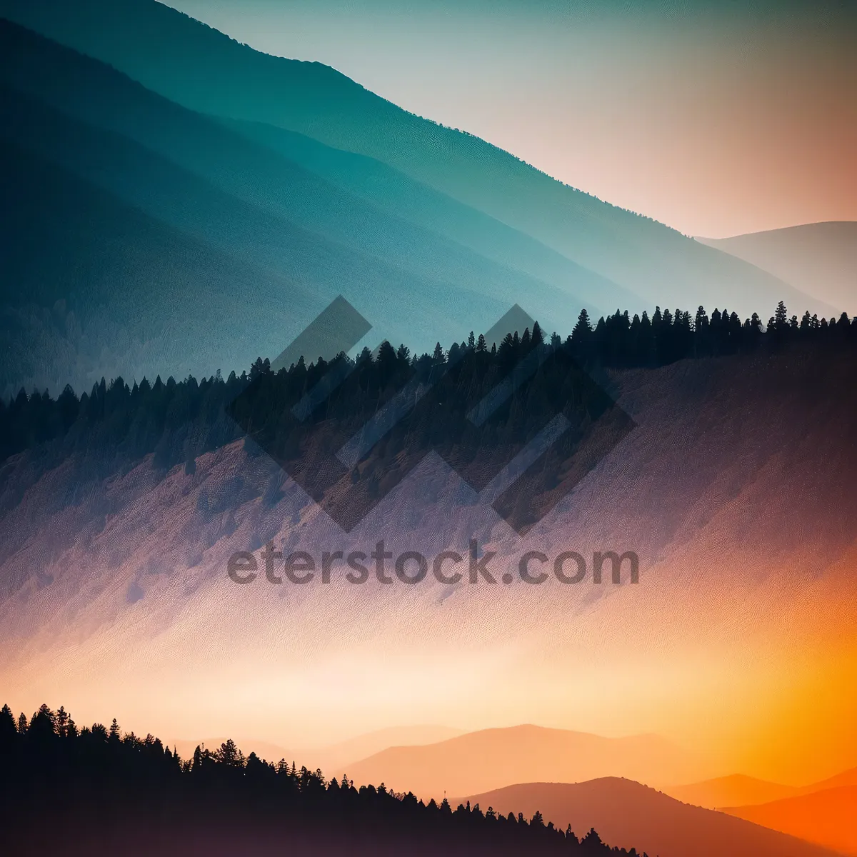 Picture of Majestic Sunset over Mountain Range