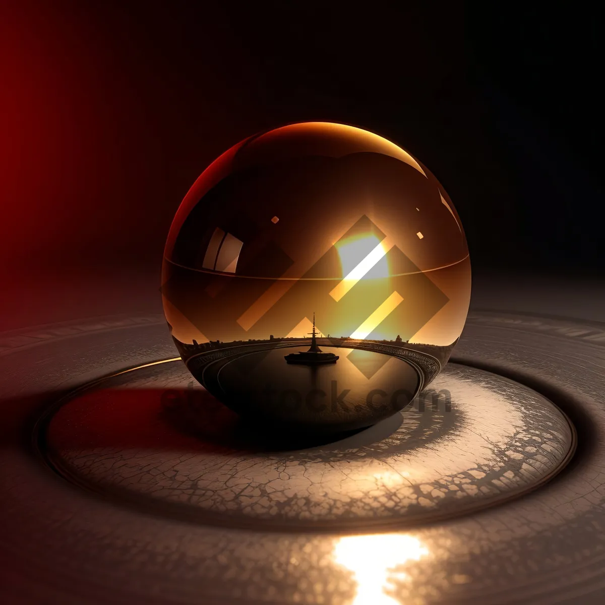 Picture of Shiny Glass Sphere Icon with Orange Reflection