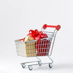 3D supermarket shopping cart with metal wheel conveyance