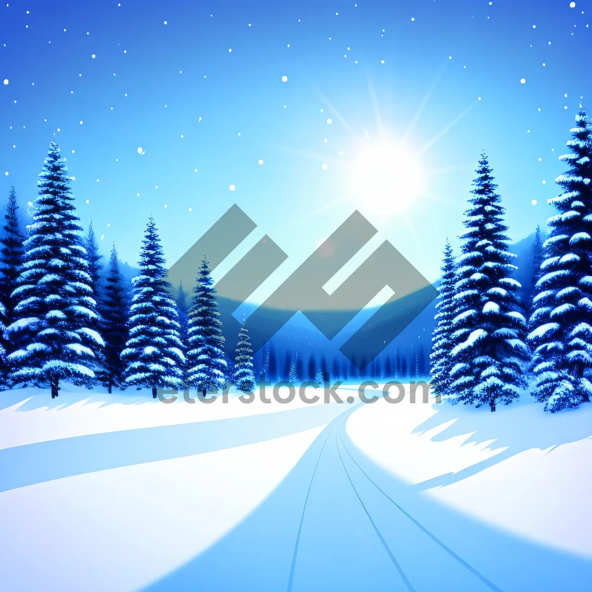 Picture of Frosty Starry Evergreen Card: Winter Wonderland Greeting