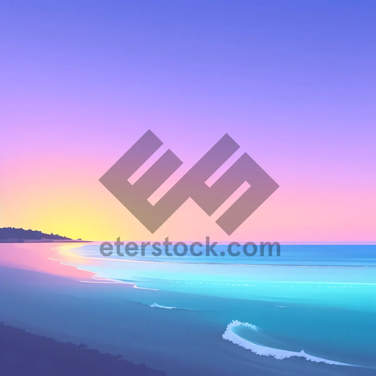 Picture of Serene Sunset Over Ocean Waves