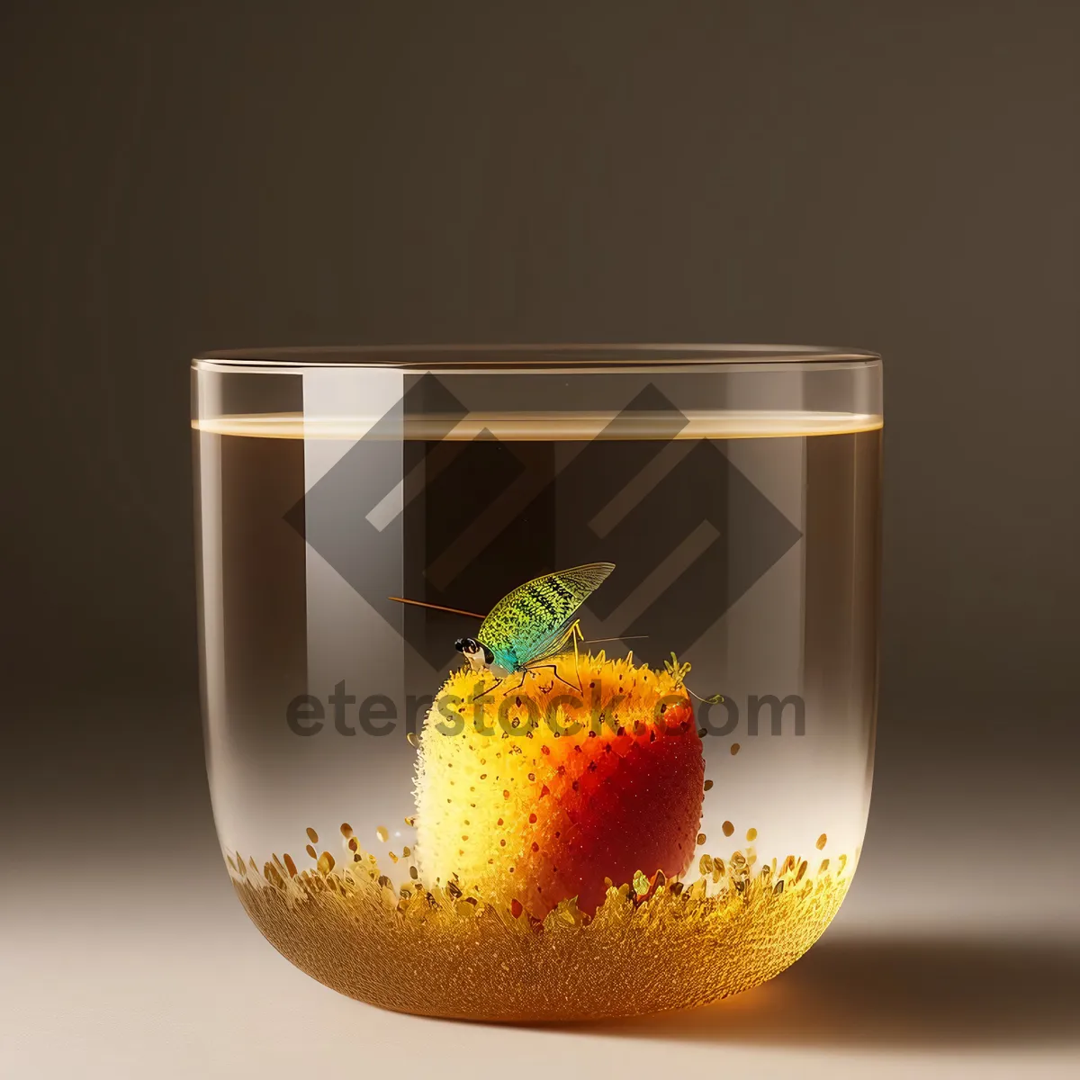 Picture of Healthy herbal tea in glass cup with honey.