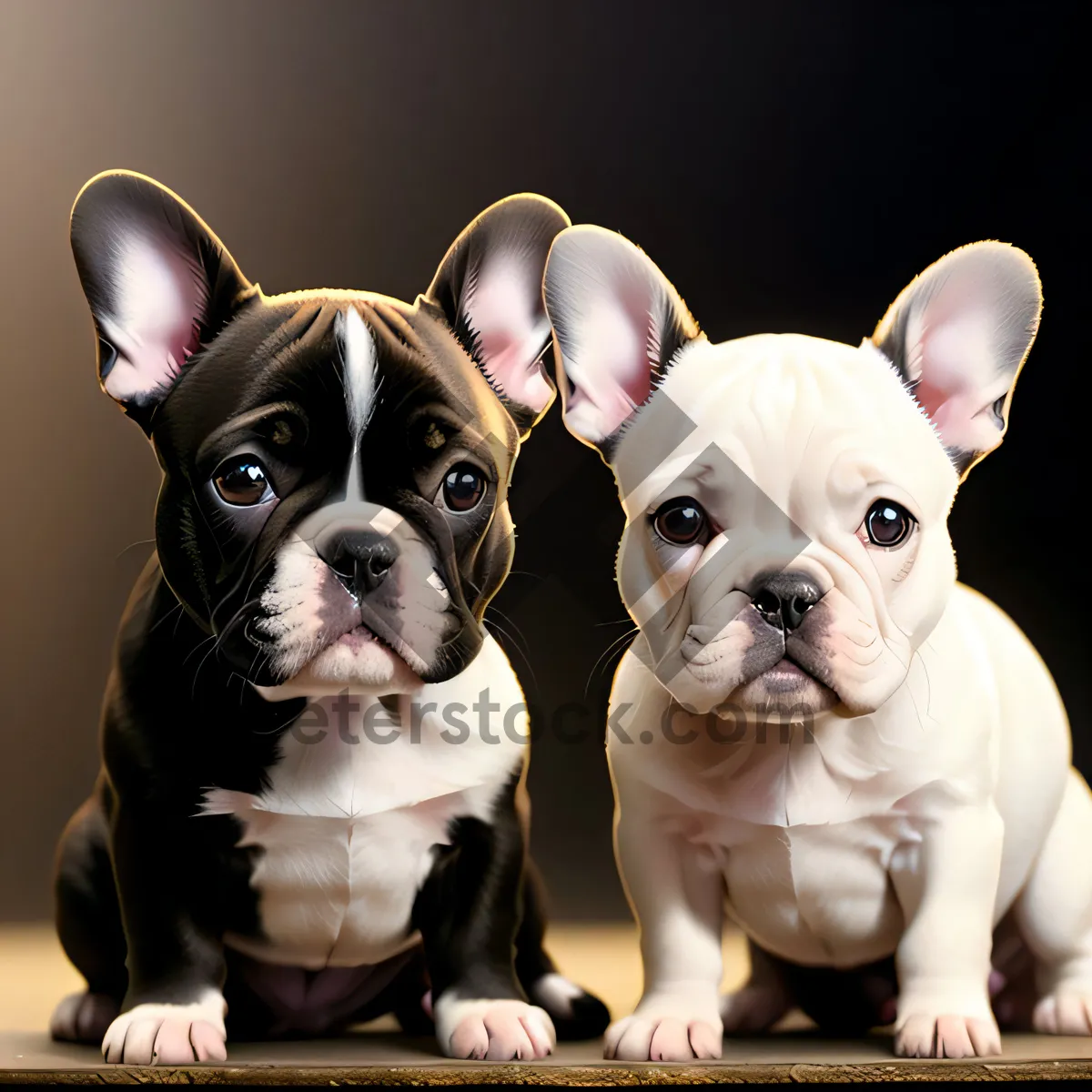 Picture of Adorable Bulldog Puppy - Cute Studio Portrait of a Wrinkled and Obedient Purebred Canine